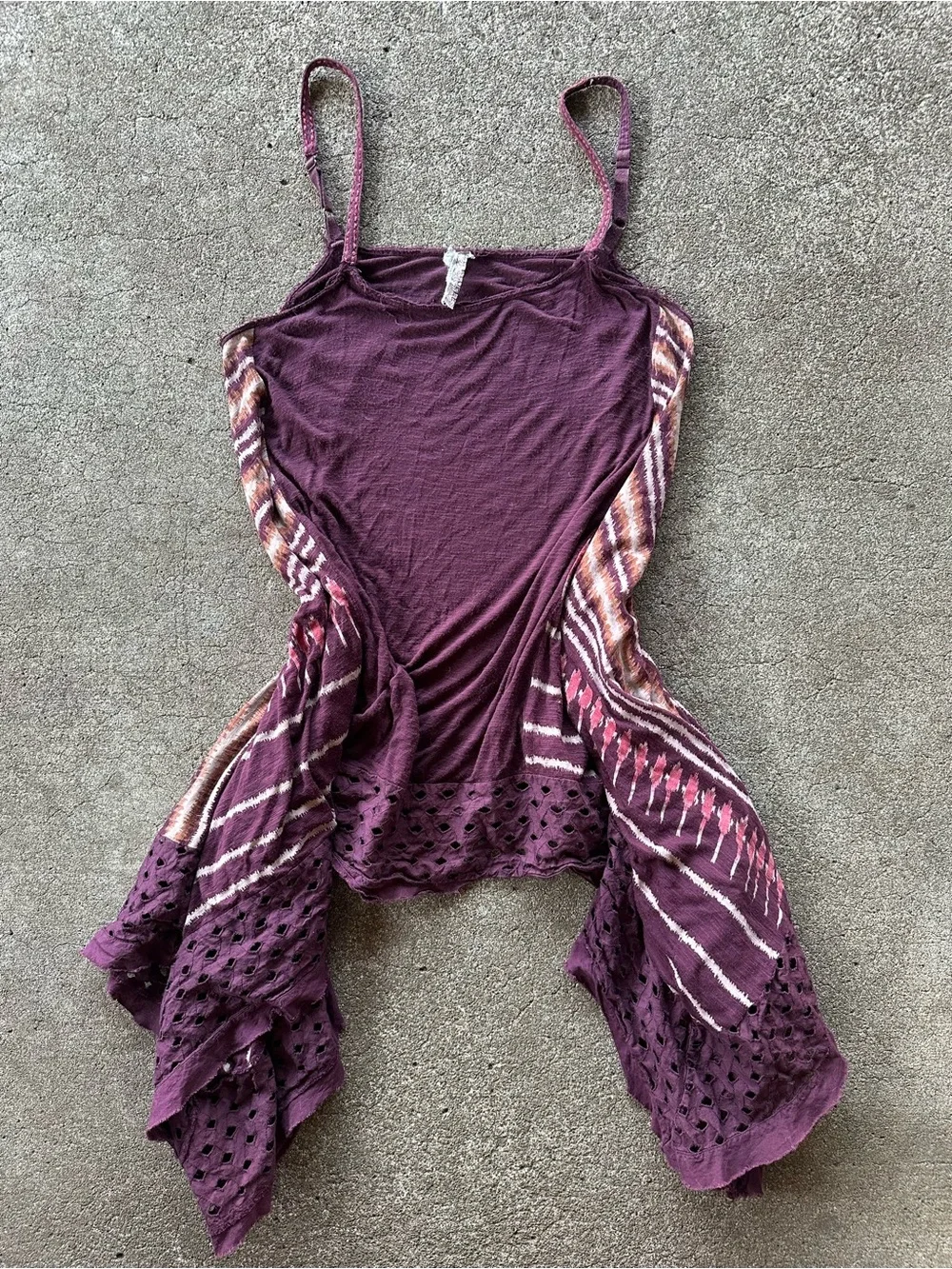Free People Purple Bohemian Handkerchief Mini Dress